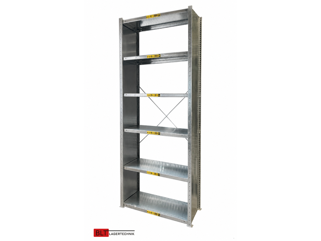 ca. 1,06 lfm Grundfeld Gebrauchtes Fachbodenregal | 2,5 m hoch | 40 cm tief | 6 Ebenen | META Clip